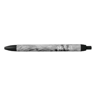 Vintage rustic gray black burnt wood Monogram Ink Pen