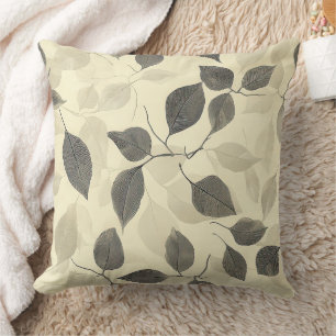 Vintage Rustic Green Leaf Pattern with Cream Base Cushion
