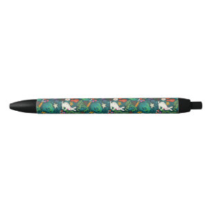 Vintage Rustic Greenery Bunny Floral Garden  Black Ink Pen