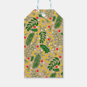 Vintage Rustic Greenery Holly Berry Christmas Gift Tags