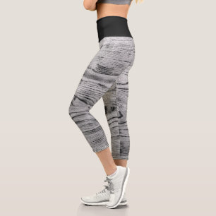 Vintage rustic grey black burnt wood elegant capri leggings
