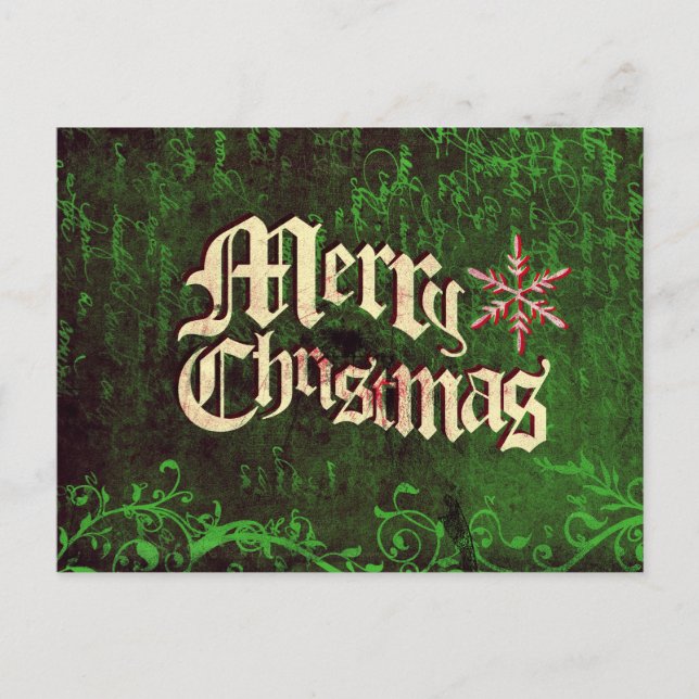 Vintage Rustic Grunge Merry Christmas Postcard (Front)