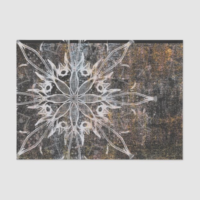Vintage Rustic Grunge Texture Bohemian Mandala Tissue Paper (Front)