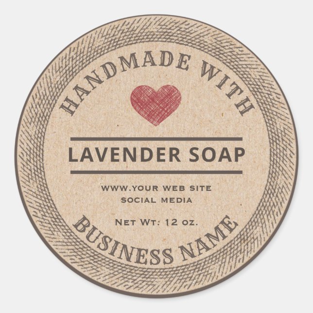 Vintage rustic handmade cardboard soap label (Front)