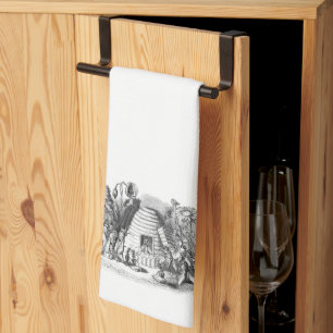Vintage Rustic Honey Bee Hive  Tea Towel