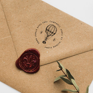 Vintage & Rustic Hot Air Ballon Custom Address Self-inking Stamp