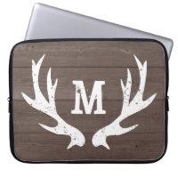 Vintage rustic hunting deer antlers laptop sleeve