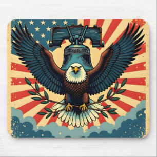 Vintage & Rustic July 4th Eagle Liberty Bell 1776 Mouse Pad
