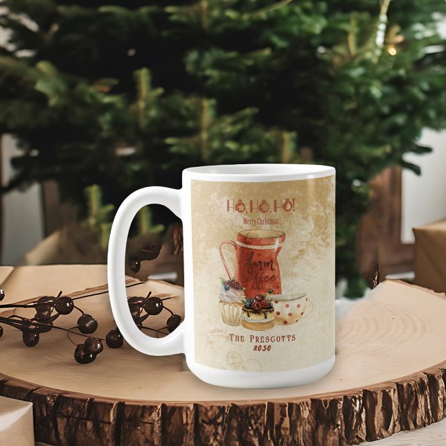 Vintage Rustic Kraft Farmhouse Christmas  Coffee Mug (Creator Uploaded)