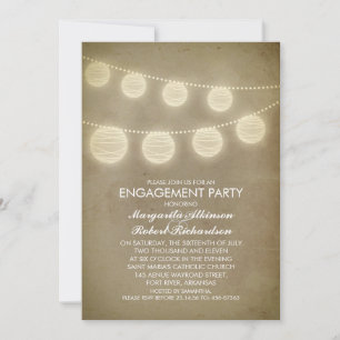 vintage rustic lanterns engagement party invitation
