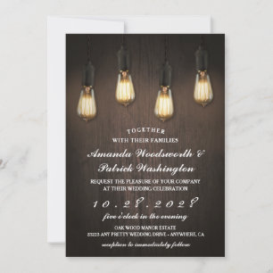 Vintage Rustic Lights Chic Wedding Invitations