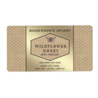 Vintage rustic linen honey bee honey jar label