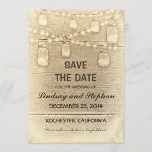 vintage rustic mason jars save the date card