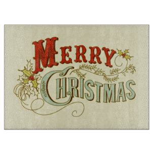 Vintage Rustic Merry Christmas Cutting Board