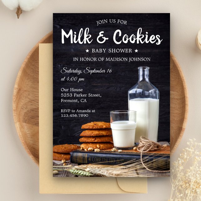 Vintage Rustic Milk and Cookies Baby Shower Invitation (Creator Uploaded)