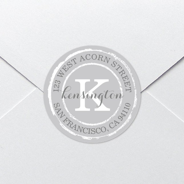 Vintage Rustic Monogram | Round Address Label (Creator Uploaded)