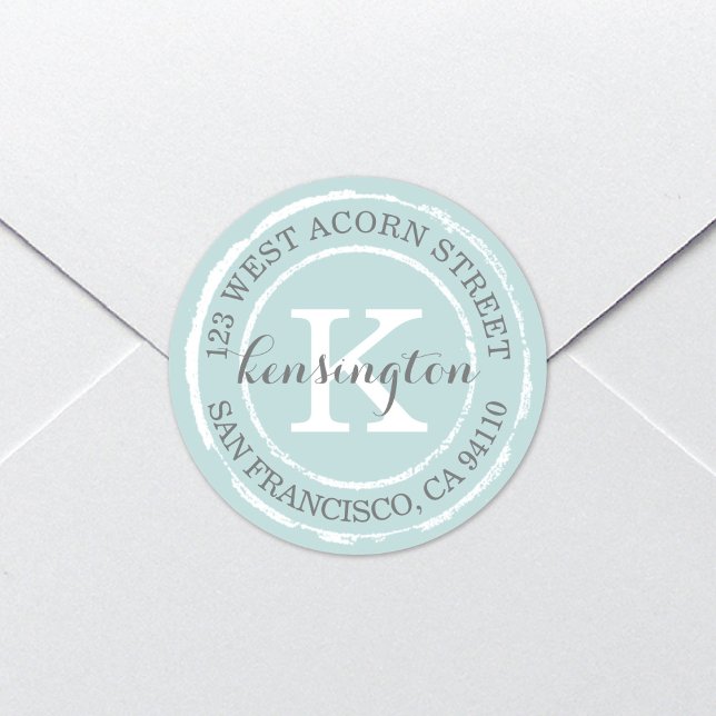 Vintage Rustic Monogram | Round Address Label (Creator Uploaded)