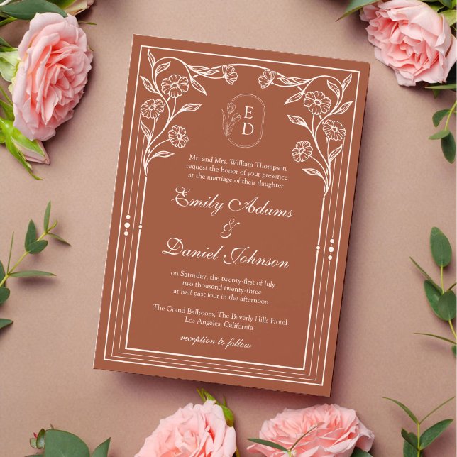 Vintage Rustic Monogram Wedding Invitation (Creator Uploaded)
