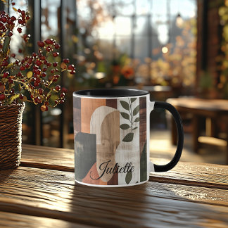 Vintage Rustic Mug - Personalised Earthy Abstract