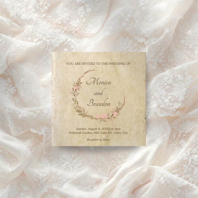 Vintage rustic old paper wedding invitation  (Creator Uploaded)