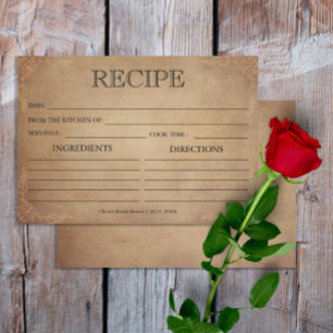 Vintage Rustic Old Parchment Recipe Card