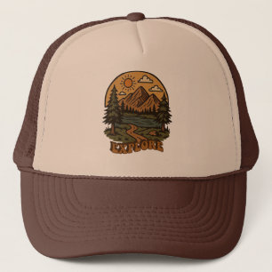 Vintage/rustic outdoorsy explore nature trucker hat