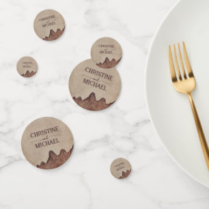 Vintage rustic paper brown mountains wedding confetti