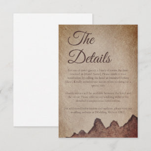 Vintage rustic paper brown mountains wedding enclosure card
