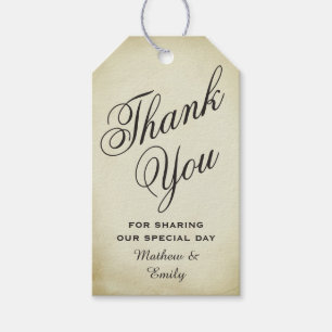 Vintage Rustic Parchment Thank You Wedding Gift Tags