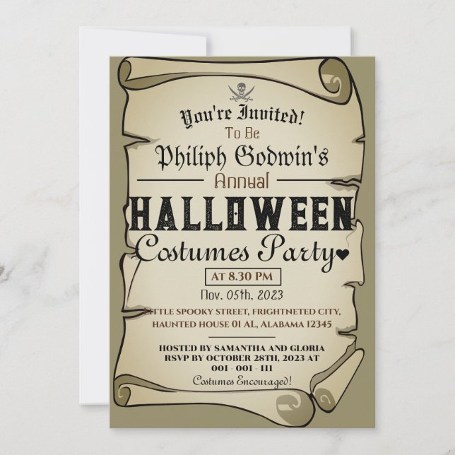 Vintage rustic Pirates Halloween Costume Party  Invitation (Front)