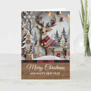 Vintage Rustic Reindeer Merry Christmas  Card