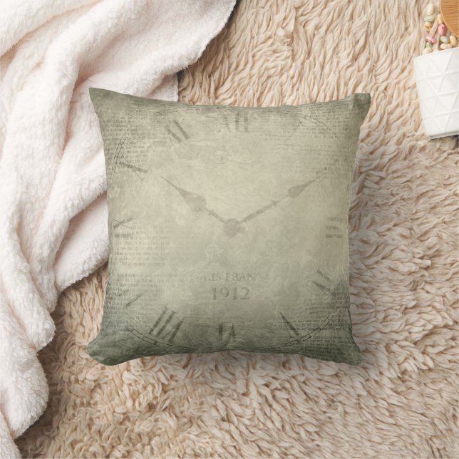Vintage rustic retro clock script pattern cushion (Blanket)