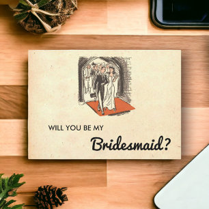 Vintage Rustic Retro Couple Chic Bridesmaid Card