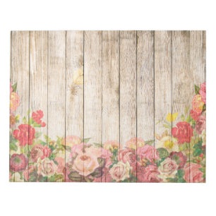 Vintage Rustic Romantic Roses Wood Notepad