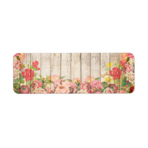 Vintage Rustic Romantic Roses Wood Return Address Label