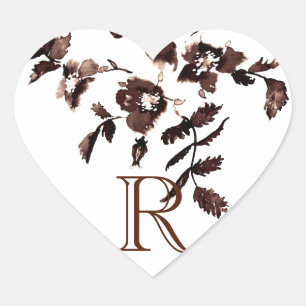 Vintage rustic Rose Heart Sticker
