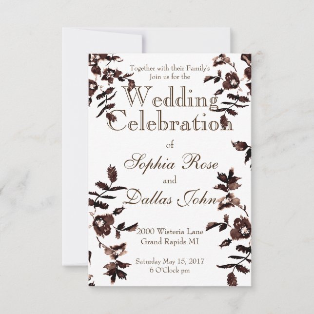 Vintage Rustic Rose Invitation (Front)