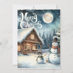 Vintage/Rustic/Snowman/Christmas Holiday Card