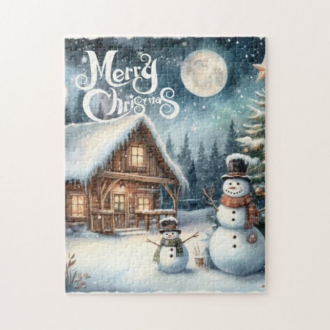 Vintage/Rustic/Snowman/Christmas Jigsaw Puzzle (Vertical)