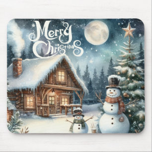 Vintage/Rustic/Snowman/Christmas Mouse Pad