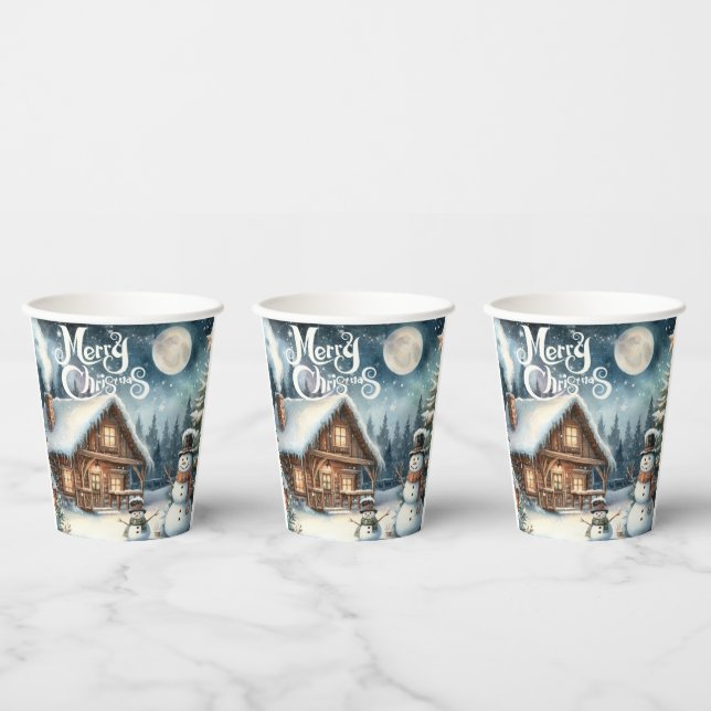 Vintage/Rustic/Snowman/Christmas Paper Cups (Multi)