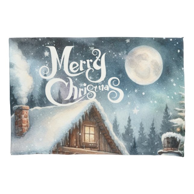 Vintage/Rustic/Snowman/Christmas Pillowcase (Front)