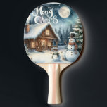 Vintage/Rustic/Snowman/Christmas Ping Pong Paddle<br><div class="desc">artwork</div>