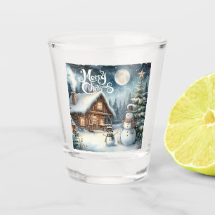 Vintage/Rustic/Snowman/Christmas Shot Glass