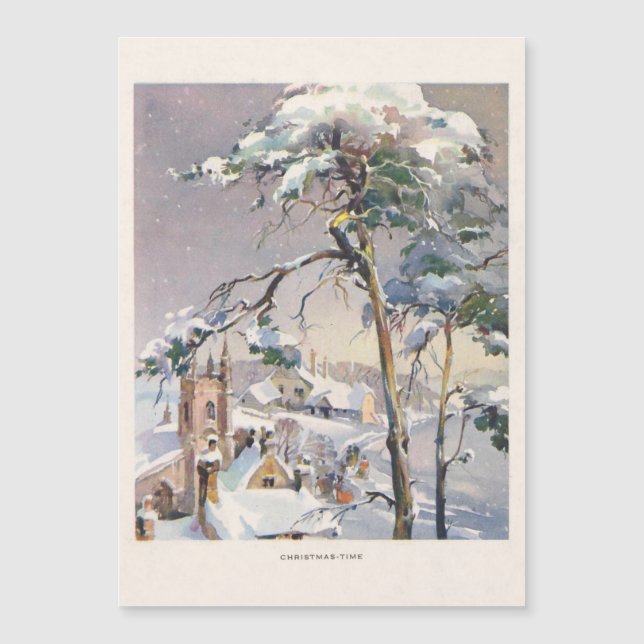 Vintage Rustic Snowy Winter Chistmas Village (Front)