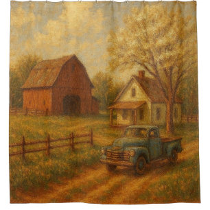Vintage/rustic spring farm shower curtain