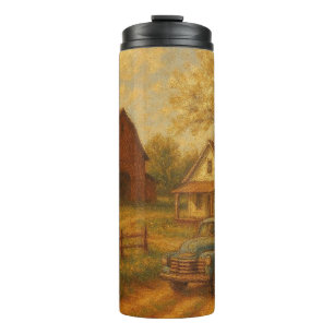 Vintage/rustic spring farm thermal tumbler