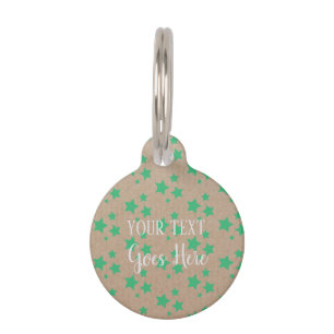 Vintage Rustic Stars Pattern Kraft Paper Green Pet Tag