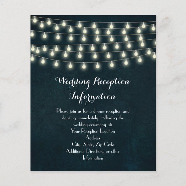 Vintage Rustic String Lights Navy Blue Wedding (Front)