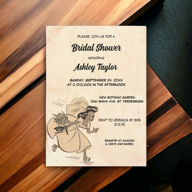 Vintage Rustic Stylish Bride Retro Bridal Shower Invitation (Creator Uploaded)